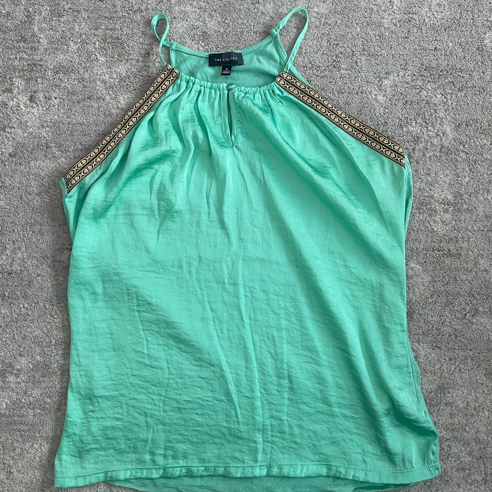 The Limited Aqua Camisole with Patterned Straps